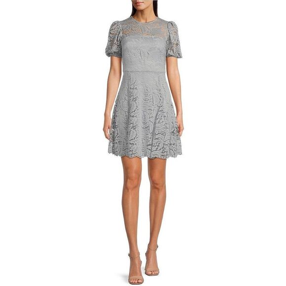 Vince Camuto Short Sleeve Lace Fit and Flare Dress - Picture 10 of 10